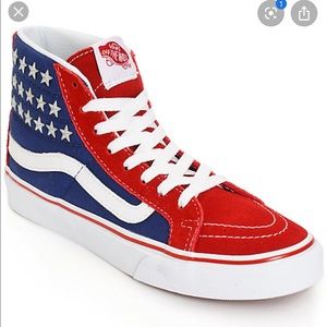 American flag size 6 high top VANS with studs